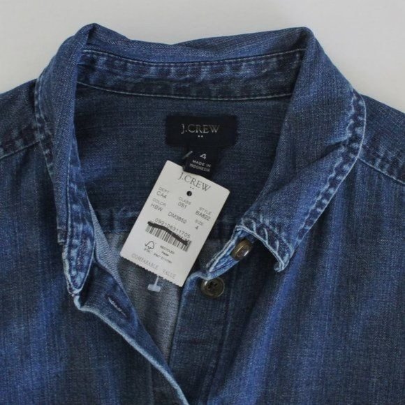 J Crew Factory Chambray Utility Shirtdress NWT, Size 4 - Picture 5 of 9